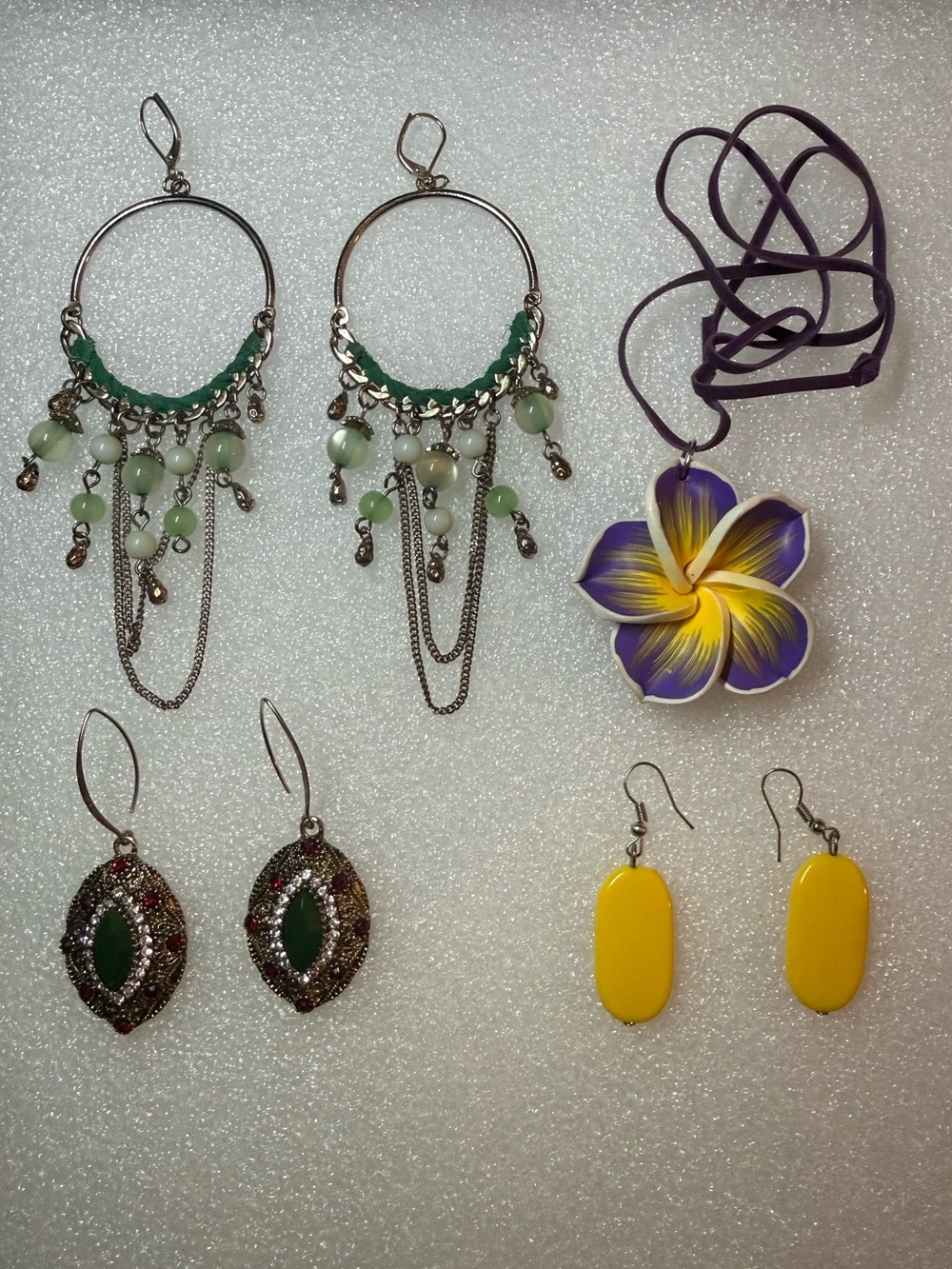 Vintage Jewelry Lot - Vibrant Boho & Tropical 4pc Eclectic Jewelry  bundle
